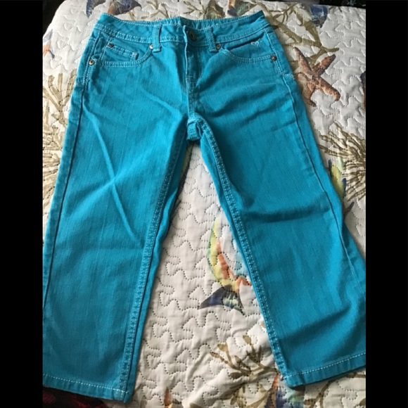Justice Jeans  turquoise girls  size 10R  great shape 4 pockets heart 💜 - Picture 4 of 10